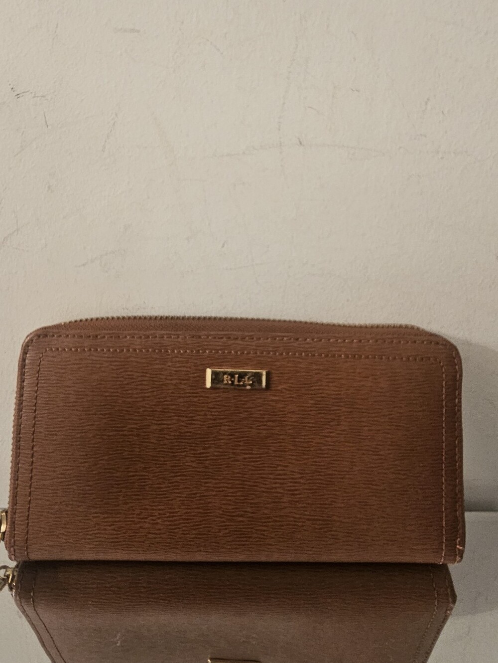 Ralph Lauren Brown Zip-Around Leather Wallet